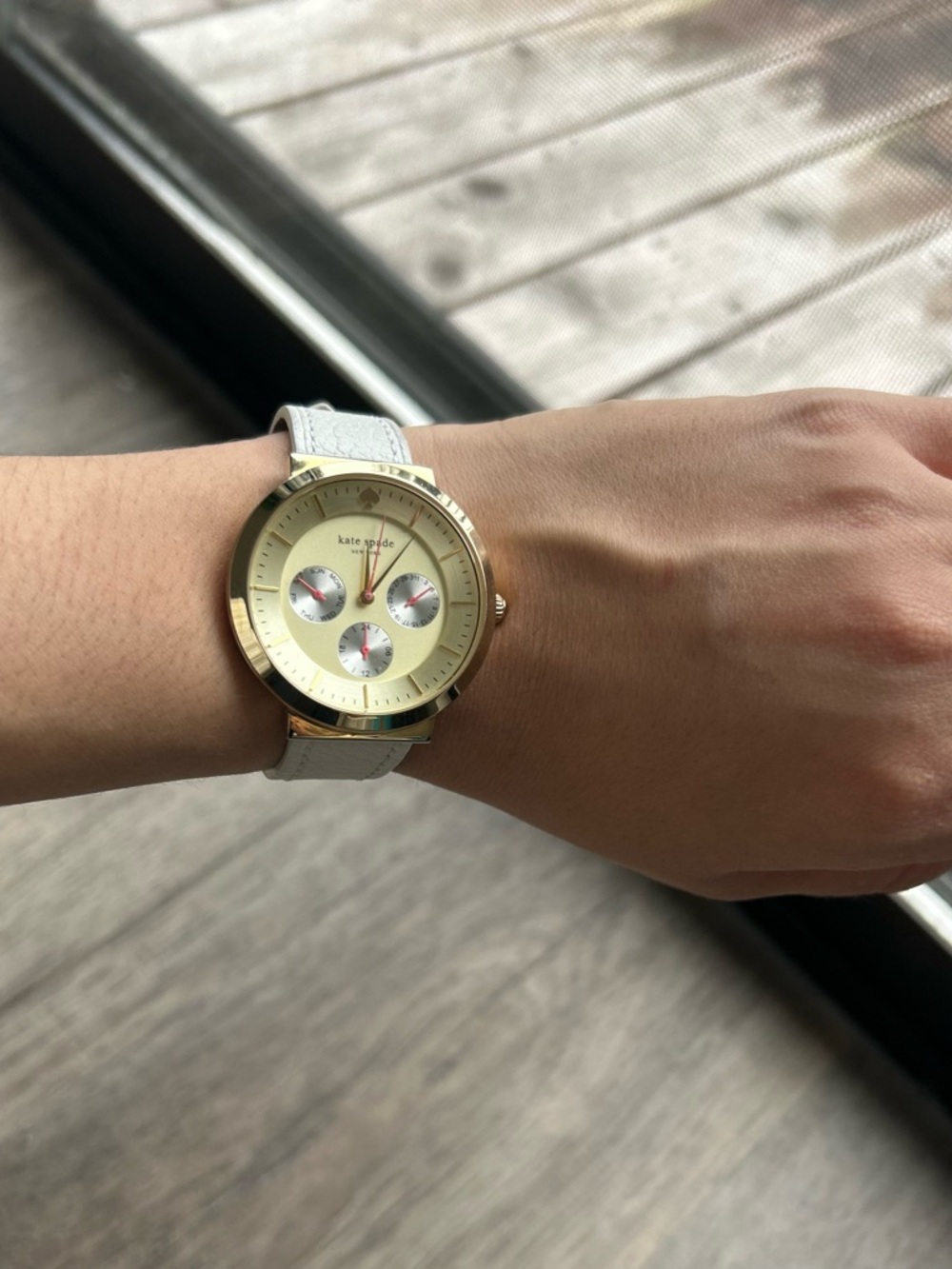 kate spade Gold Watch with White Leather Strap